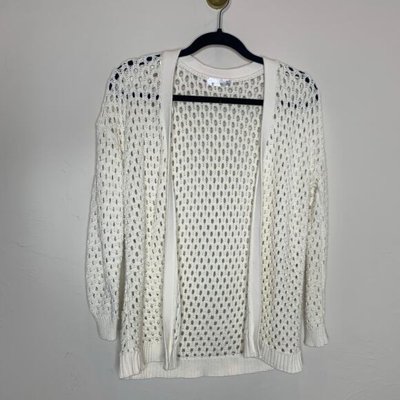 89th + Madison Open Weave Ivory Cream Cardigan Sz XS - Picture 5 of 9